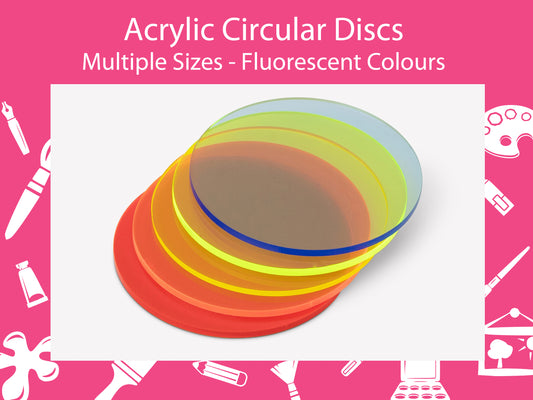 Acrylic Circular Discs/Craft Blanks (Packs of 10) - Fluorescent Colours