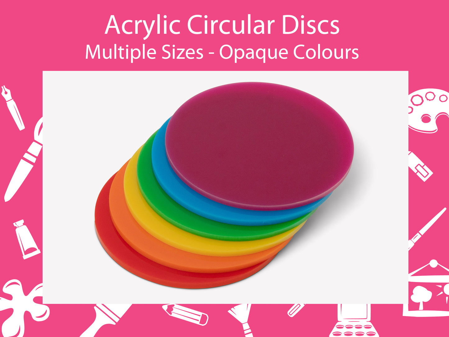 Acrylic Circular Discs/Craft Blanks (Packs of 10) - Opaque Colours