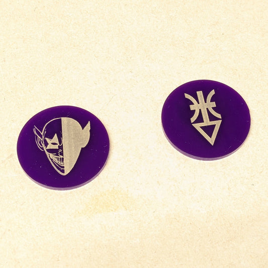 WH40K Aeldari Harlequin Coin - Double Sided Harlequin Token - 3mm Purple Acrylic