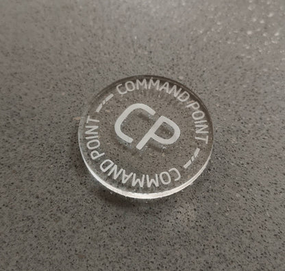 35mm Command Point Tokens - Set of 6, ideal for use with Warhammer/Age of Sigmar - Laser Engraved Acrylic Counters