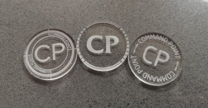 35mm Command Point Tokens - Set of 6, ideal for use with Warhammer/Age of Sigmar - Laser Engraved Acrylic Counters