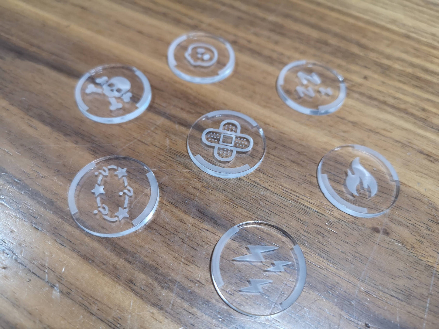 Pokemon TCG Compatible Status/Effect (x7) Acrylic Token Set