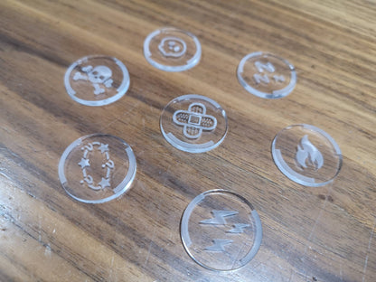 Pokemon TCG Compatible Status/Effect (x7) Acrylic Token Set