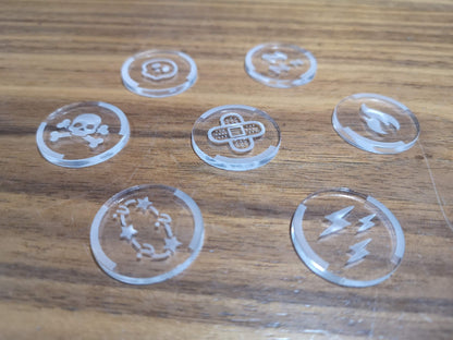 Pokemon TCG Compatible Status/Effect (x7) Acrylic Token Set