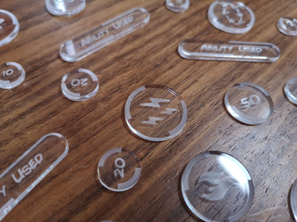 Pokemon TCG Compatible Status/Effect (x7) Acrylic Token Set