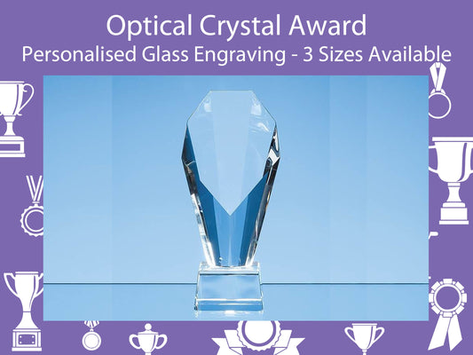 Optical Crystal Mounted Diamond Award with Laser Engraving