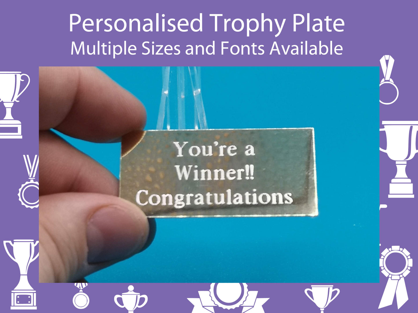 Engraved Gold Metal Trophy Plate - Multiple Sizes