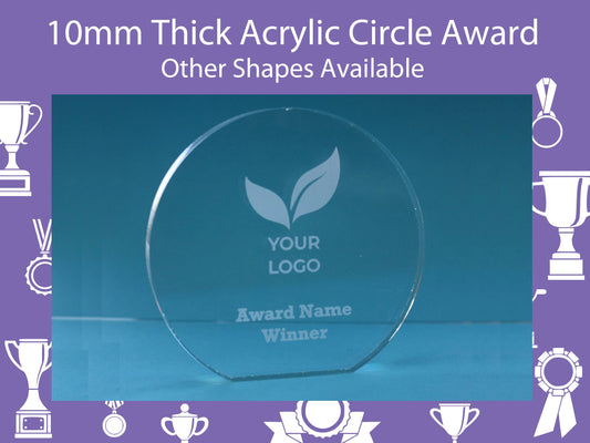 Personalised Circle/Star Acrylic Award - 10mm Thick