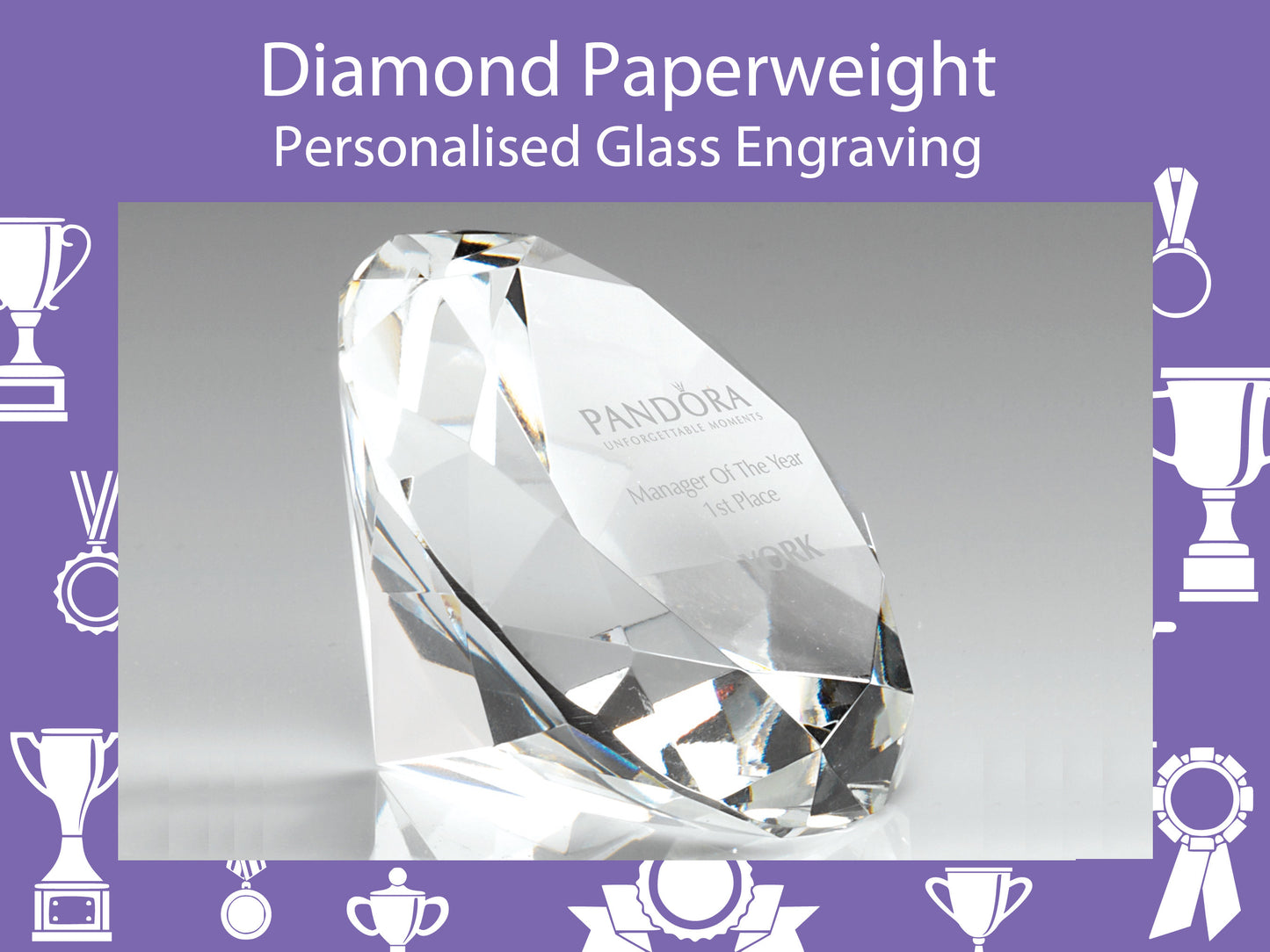 Diamond Paperweight with Custom Laser Engraving. Ideal for Anniversaries, Achievements and Presentations