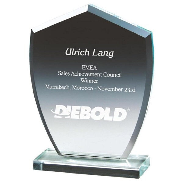 Crystal Shield Shaped Award with Personalised Laser Engraving