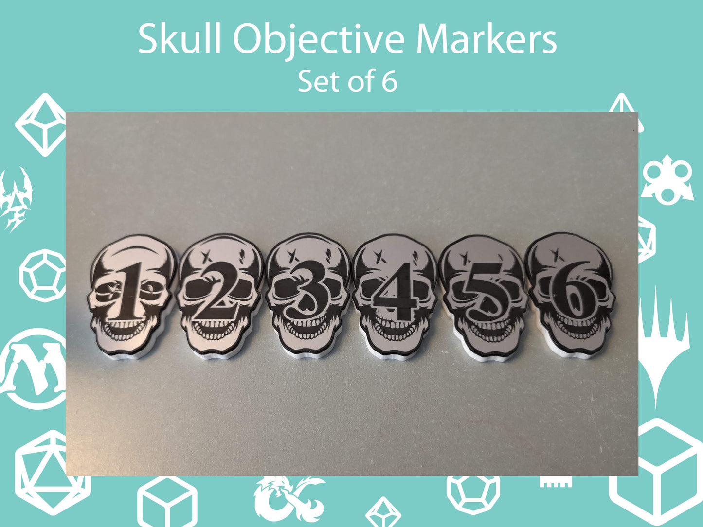 40mm Objective Skull Tokens, useful for Table Top Gaming/Warhammer/WH 40k