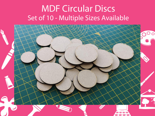 10 Pack MDF Circular Discs/Craft Blanks. 10mm-200mm dia, 3mm Thick - Laser Cut - Ideal for Crafting, Resin Work, Modelling, Miniatures