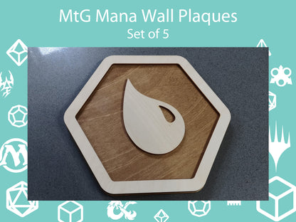 Hexagonal Magic The Gathering Wall Hanging Plaques - Set of 5 - Laser Cut Poplar