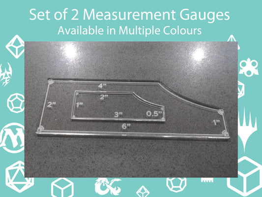 3" and 6" Measurement Movement Gauges - Set of 2 - Table Top Gaming. 3", 2", 1" and .5". 6", 4", 2" and 1"