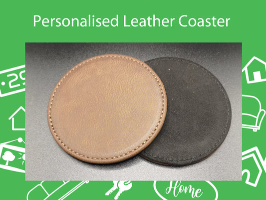 Personalised Leather Coasters - Laser Engraved