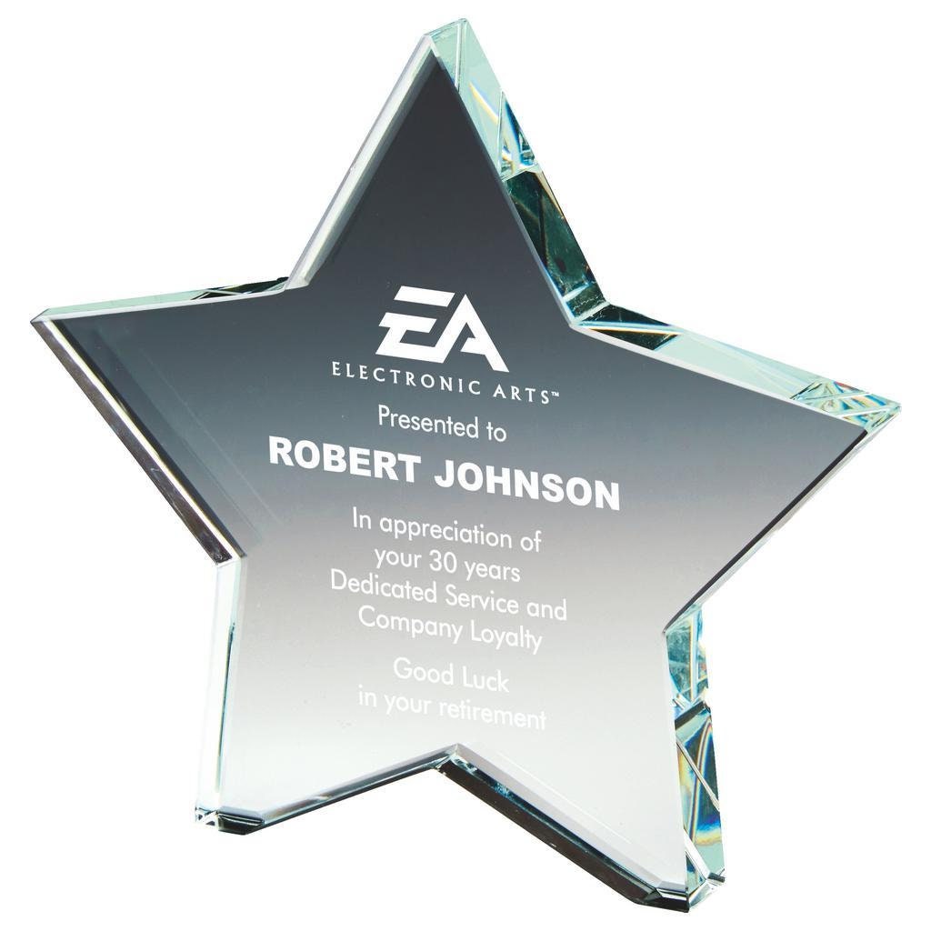 Freestanding Crystal Star Award - Personalisable, Laser Engraved Crystal/Glass - Available in 3 Sizes