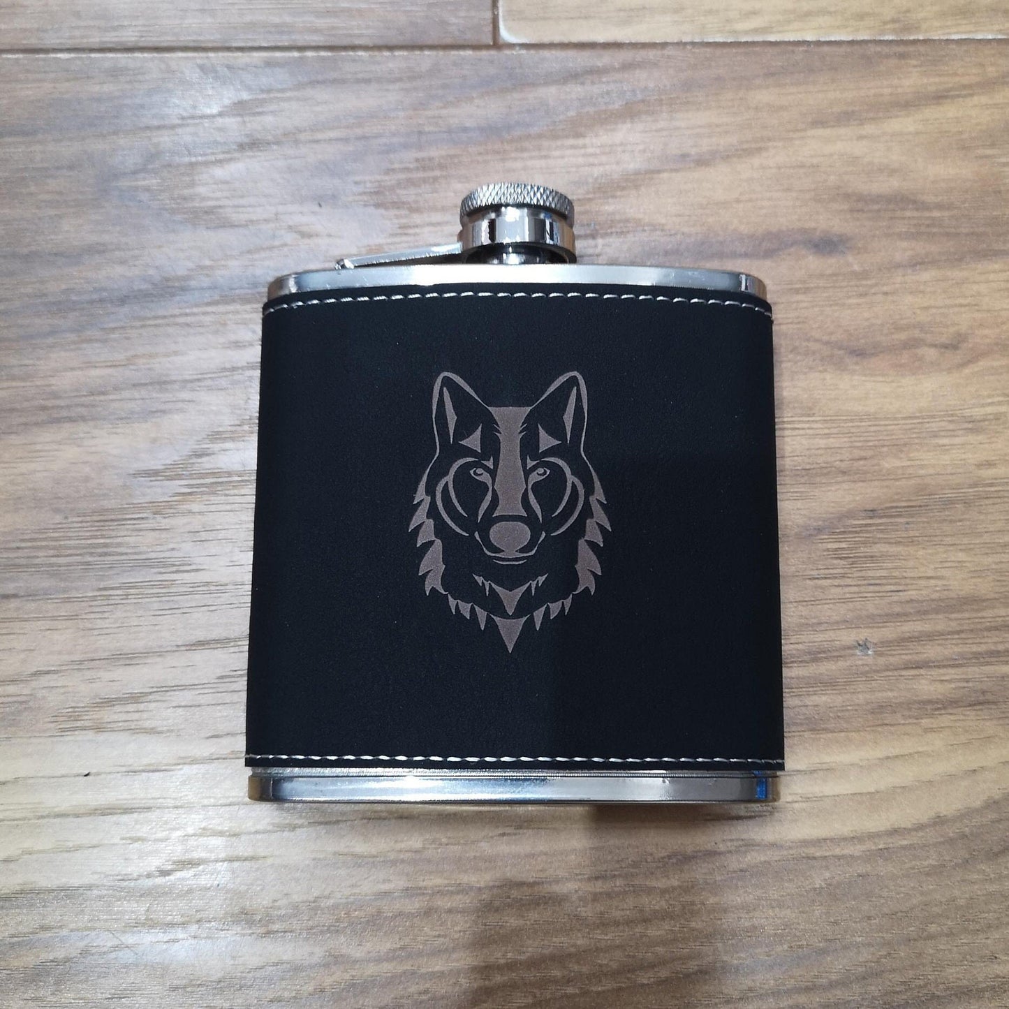 Personalised Engraved Leather 6oz Hip Flask - Multiple Colours Available