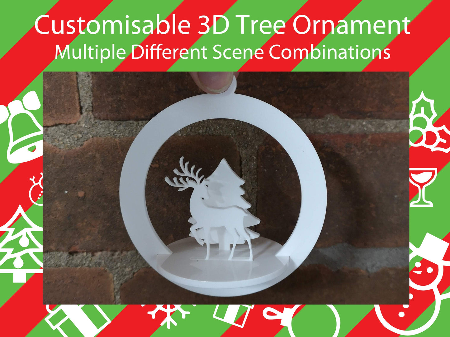 Customisable Christmas Winter Scene Bauble/Tree Decoration - Personalisable 3D Acrylic Tree Decoration