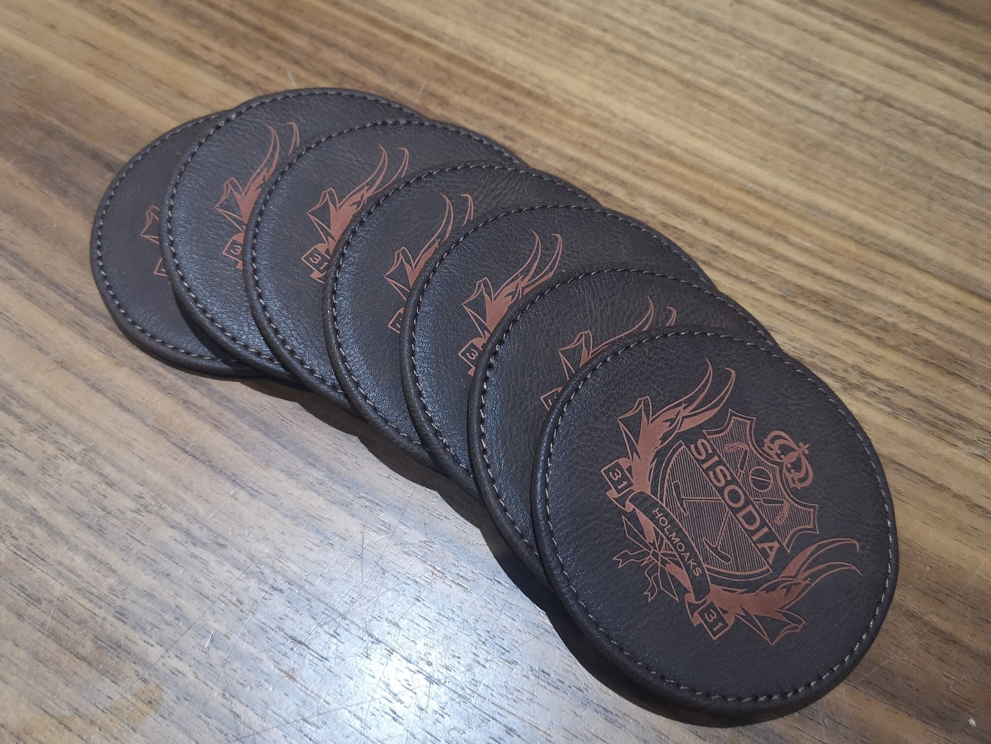 Personalised Leather Coasters - Laser Engraved