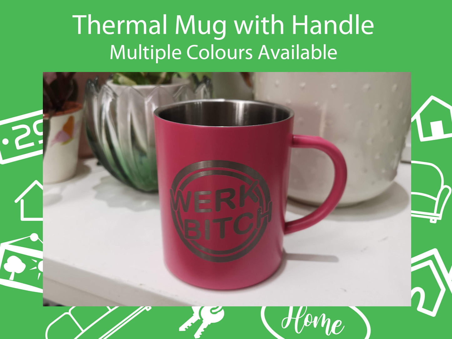 Thermal Mug with Handle - 400ml capacity - Available in Multiple Colours