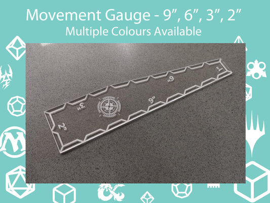 9", 6", 3", 2", 1" Measurement Movement Gauge - Table Top Gaming Accessory