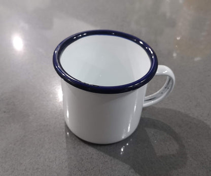 Personalised Enamel Mug with Handle. Great for Camping and Gardening