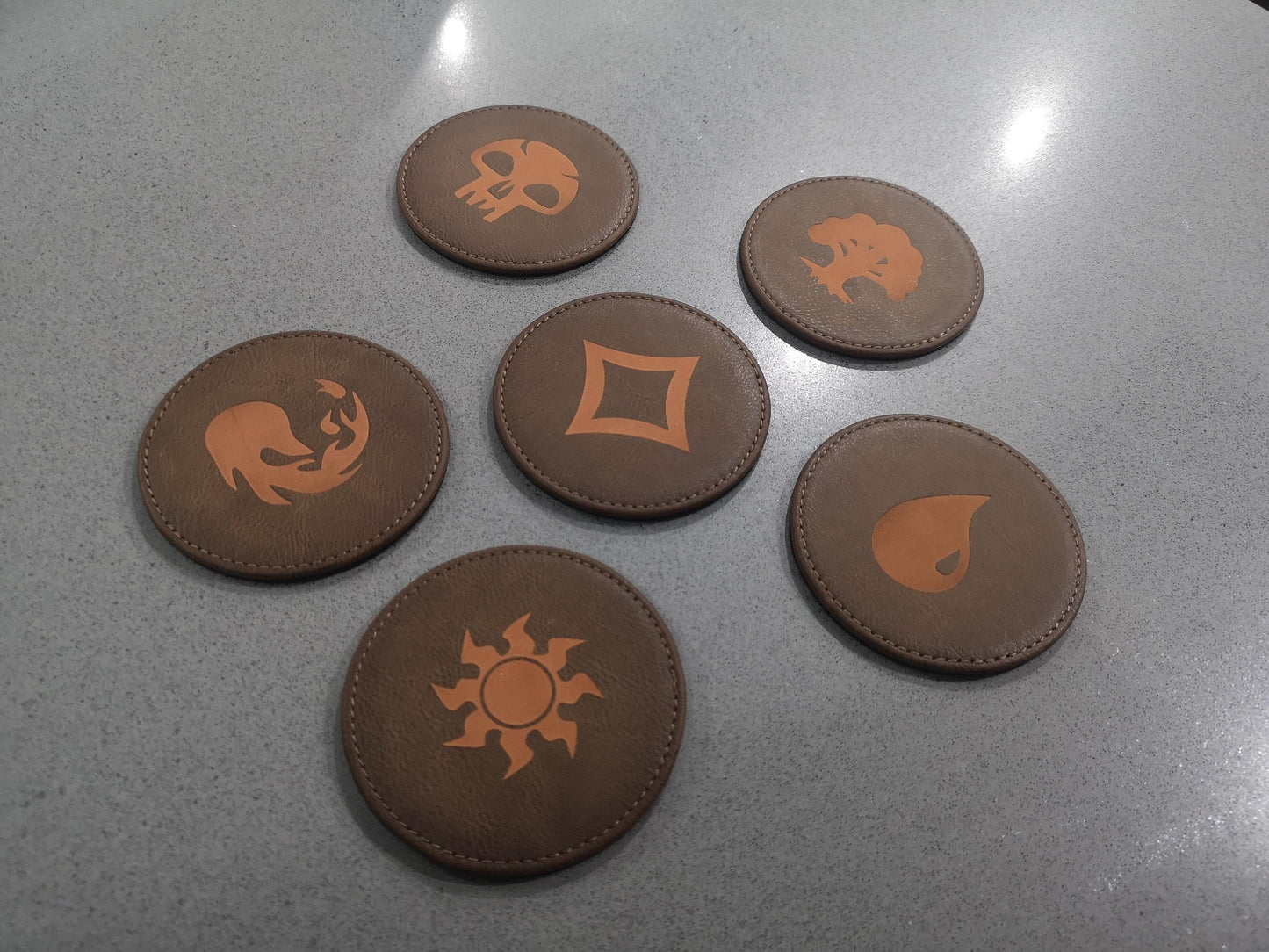 Magic the Gathering - Mana Pool Leather Coasters - Set of 6