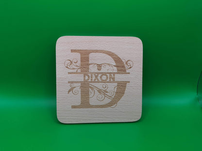 Personalised Beech Wood Coasters - Laser Engraved with any text and/or your logo