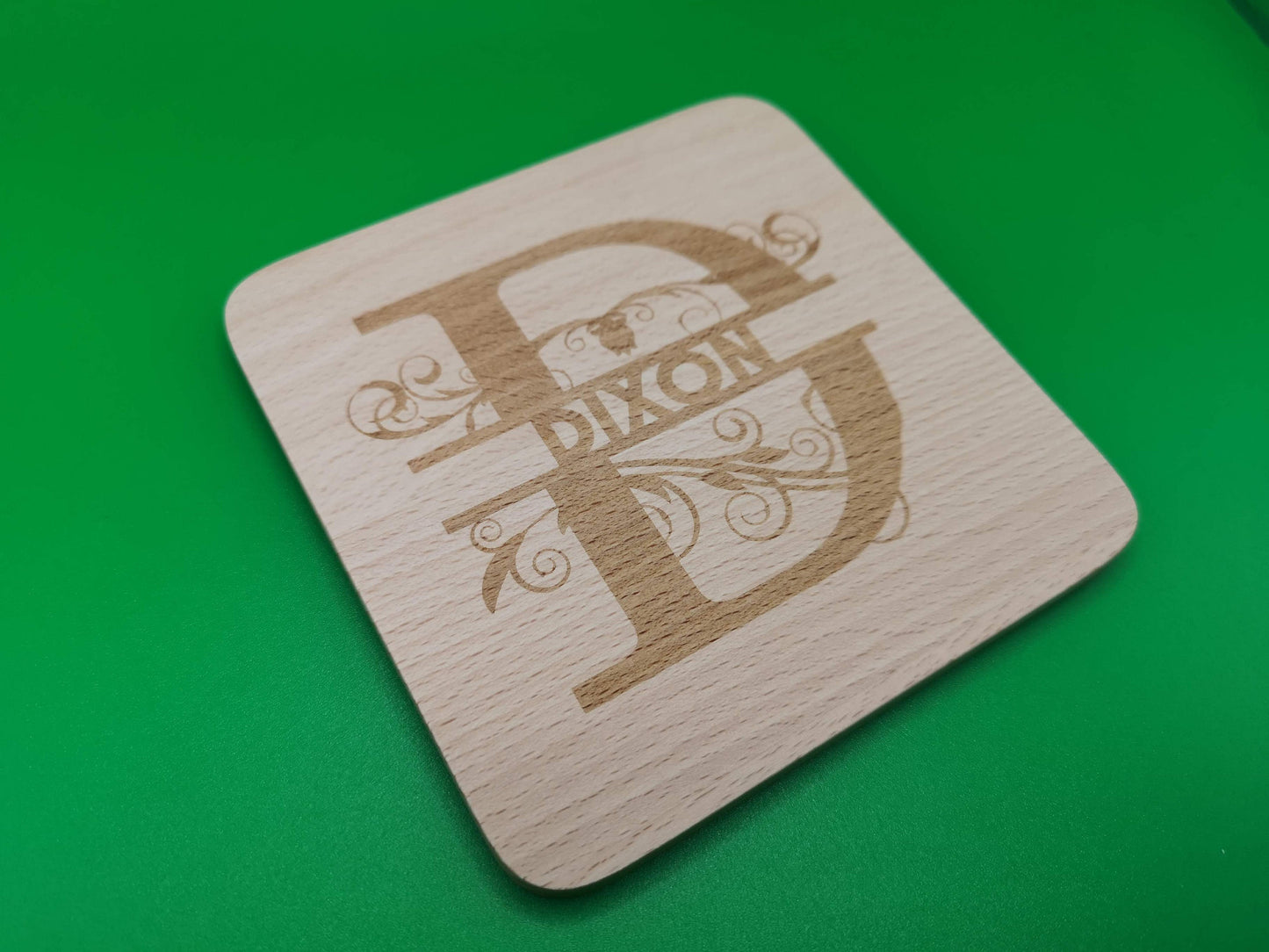 Personalised Beech Wood Coasters - Laser Engraved with any text and/or your logo