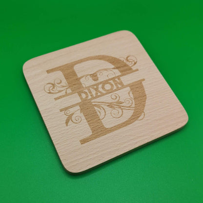 Personalised Beech Wood Coasters - Laser Engraved with any text and/or your logo